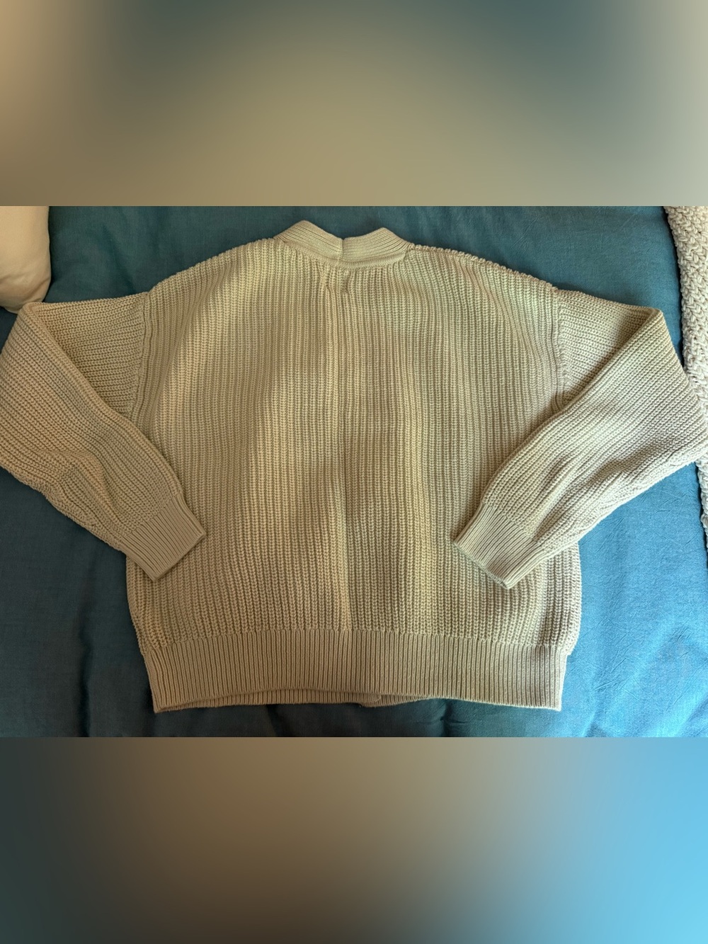 TALL GAP 100% Cotton Chunky Knit V-Neck Button Cardigan Sweater size M Tall - Picture 4 of 7